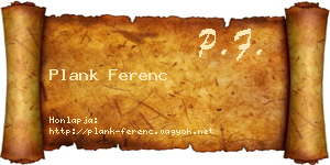 Plank Ferenc névjegykártya